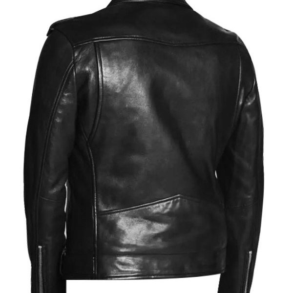 Men's Asymmetrical Black Belted Real Leather Jacket