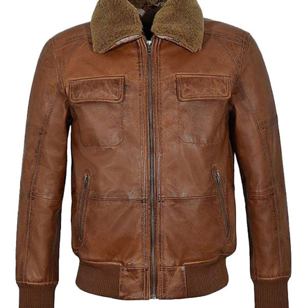 Men’s Aviator Pilot Brown Bomber Real Leather Jacket