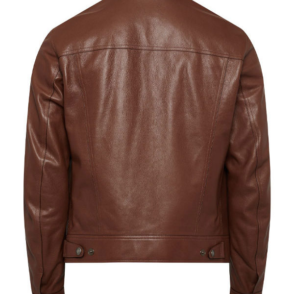 Mens Brown Biker Shirt Collar Style Real Leather Jacket