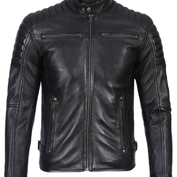 Men’s Cafe Racer Biker Black Real Leather Jacket