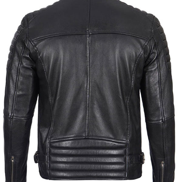Men’s Cafe Racer Biker Black Real Leather Jacket
