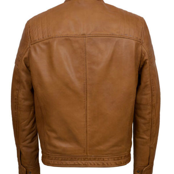 Men’s Casual Tan Brown Biker Real Leather Jacket
