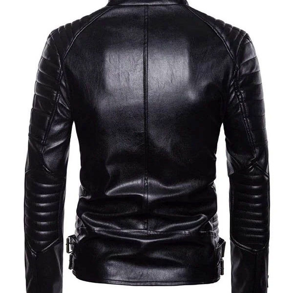 Men’s Classic Asymmetrical Black Biker Leather Jacket