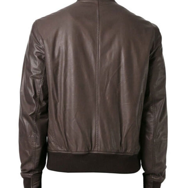 Men’s Classic Dark Brown Bomber Real Leather Jacket