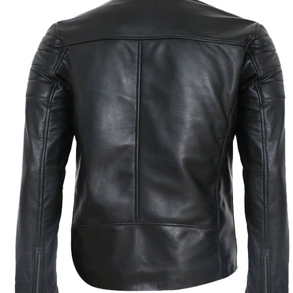 Men's Fitted Cafe Racer Black Real Leather Jacket