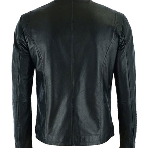 Men’s Hooper Style Black Biker Real Leather Jacket
