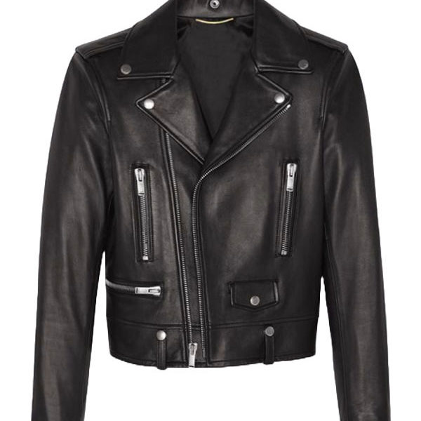 Mens Lambskin Bomber Black Biker Leather Jacket