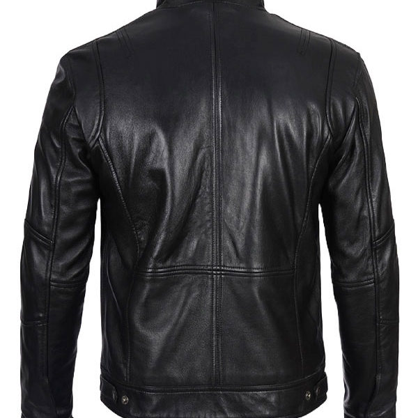 Mens Moffit Cafe Bike Racer Black Real Leather Jacket