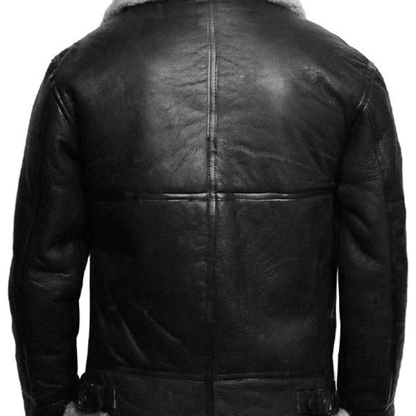 Men’s Shearling Flying Pilot Bomber Black Leather Jacket