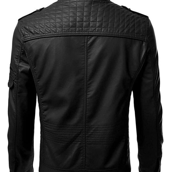 Mens Slim Fit Black Biker Real Leather Jacket