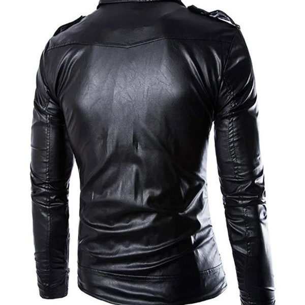 Men’s Slim Motorcycle Black Real Leather Jacket