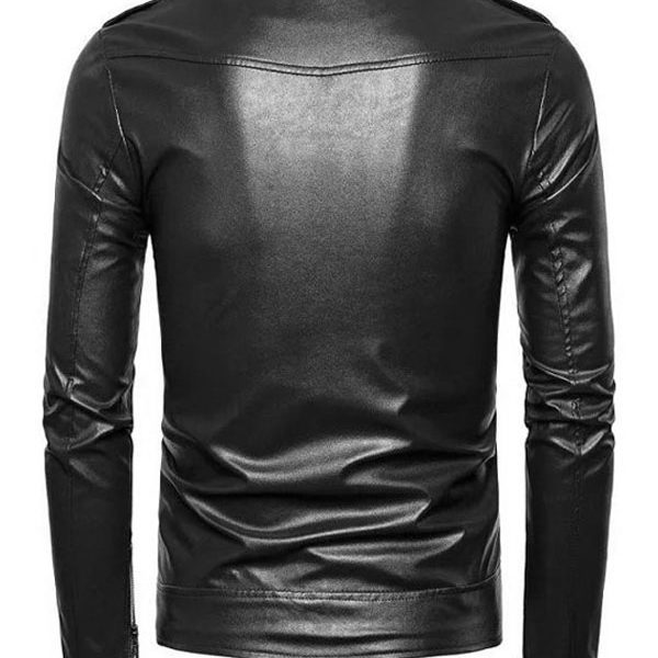 Men’s Slimfit Casual Belted Black Biker Leather Jacket