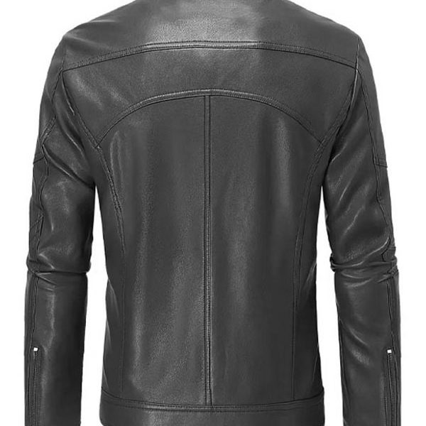 Men’s Slimfit Casual Biker Style Black Leather Jacket