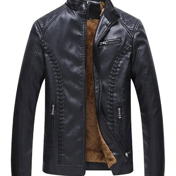 Men’s Slimfit Designer Black Motorbike Real Leather Jacket