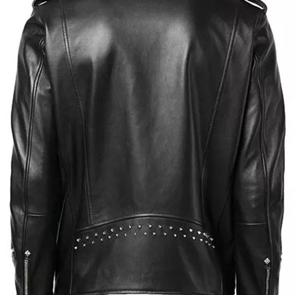 Men’s Studded Leather Black Biker Jacket