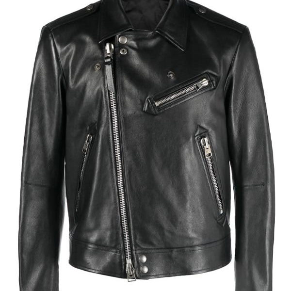 Men's TOM FORD Cross Black Biker Real Leather Jacket
