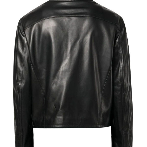 Mens Versace Medusa Black Biker Real Leather Jacket