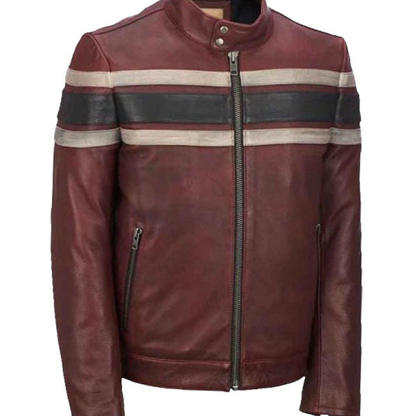 Men’s Waxed Retro Vintage Red Real Leather Jacket