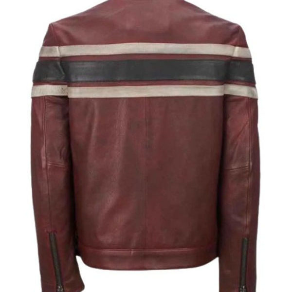 Men’s Waxed Retro Vintage Red Real Leather Jacket