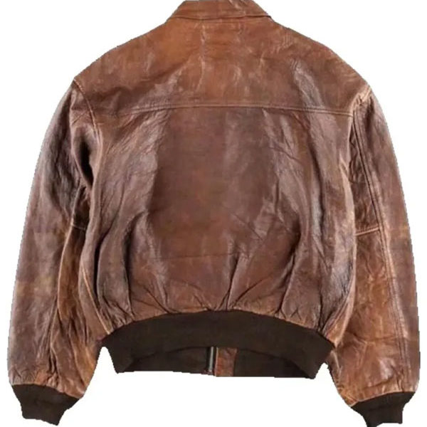80s Military Style A2 Flight Vintage Brown Real Leather Jacket
