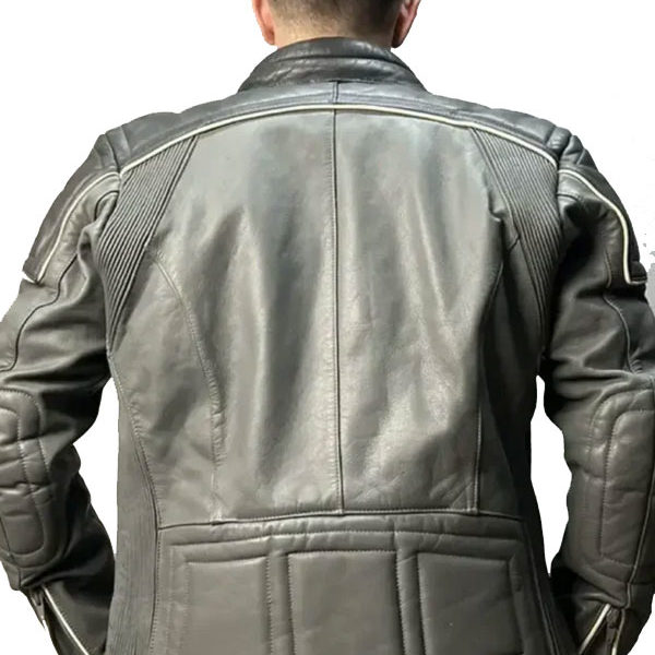 90s Vintage Grunge Distressed Grey Biker Suede Leather Jacket