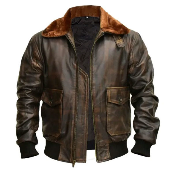 A2 Aviator American Air Force Brown Leather Bomber Jacket