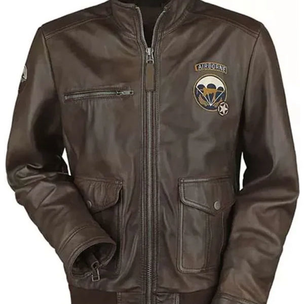 Airborne Call Of Duty Brown Real Leather Jacket
