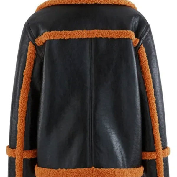 Austin Brown Genuine Leather Black Shearling Jacket