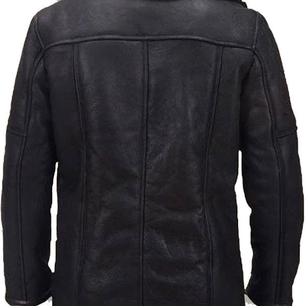 Carlos Three Pockets Black Shearling Genuine Leather Jacket