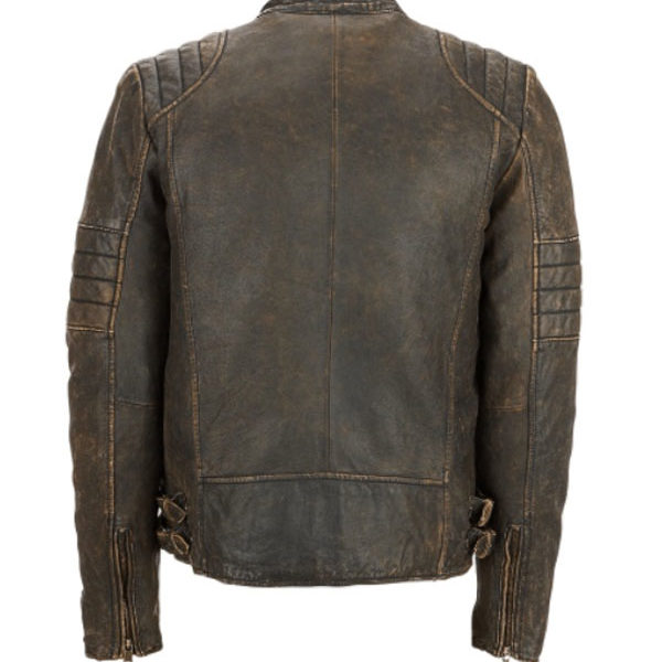 Distressed Cafe Racer Brown Motorcycle Leather Jacket