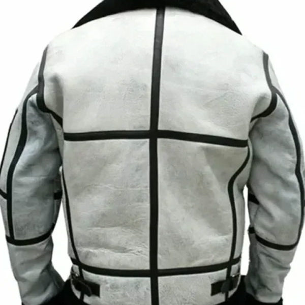 Flight Aviator Todd RAF SF White Leather Bomber Jacket