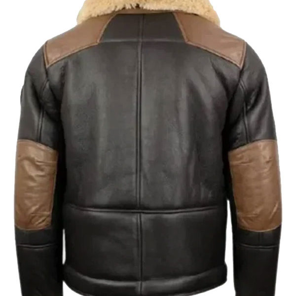 Jones-SF Black Shearling Genuine Leather Bomber Jacket