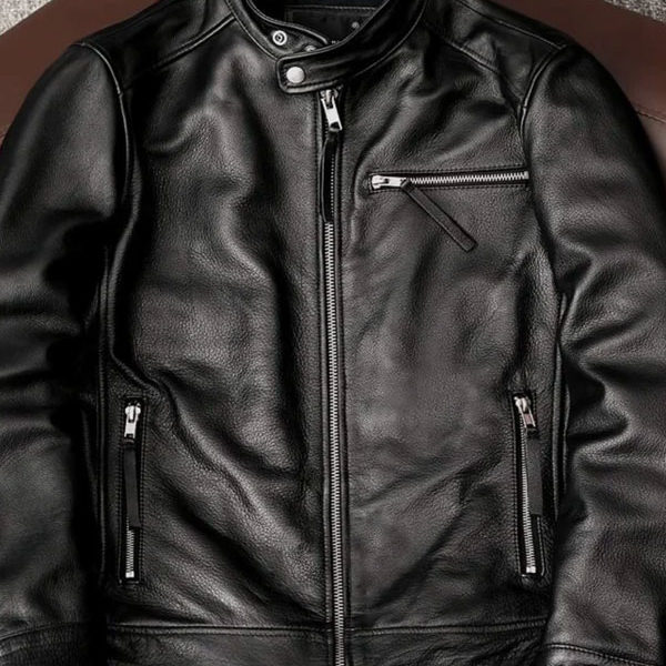 Man's Black Motorbike Real Leather Jacket