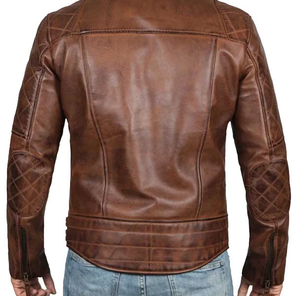 Men's Asymmetrical Dark Brown Motorcycle Leather Jacket