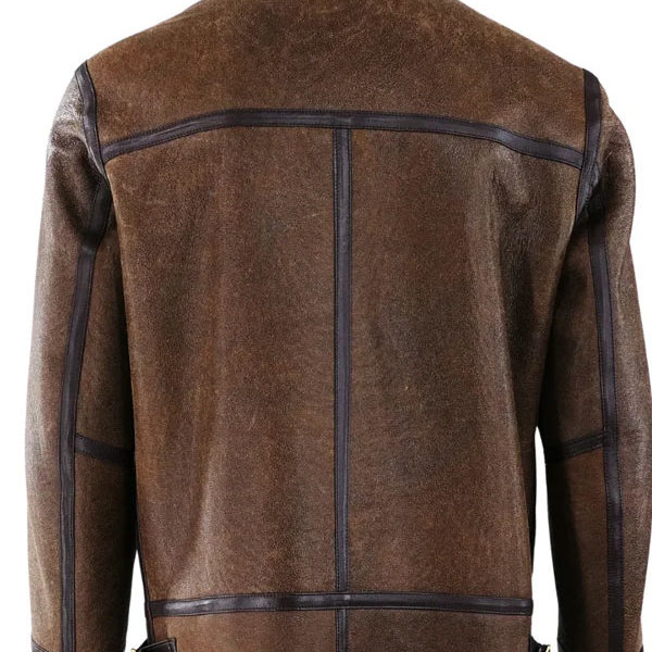 Men's Berlin Brown Premium Leather Shearling Bomber Jacket