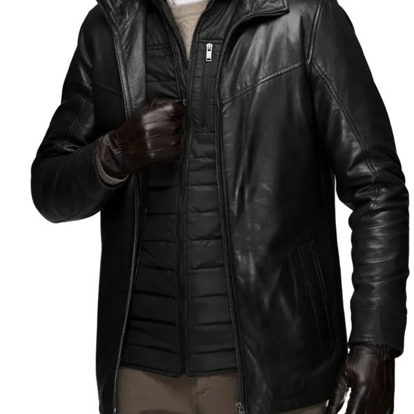 Men’s Black Genuine Lamb Leather Walking Coat