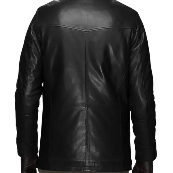 Men’s Black Genuine Lamb Leather Walking Coat