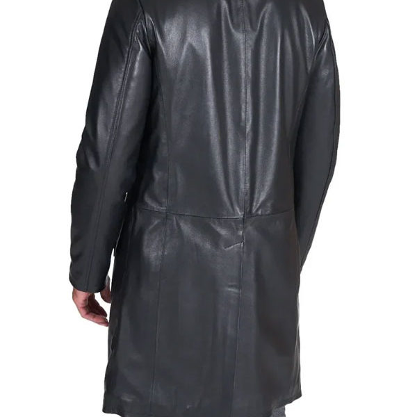 Men's Black Real Lambskin Leather Trench Coat