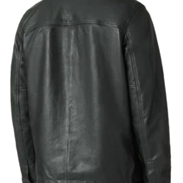 Men's Black Real Leather Shirt Collar Jacket