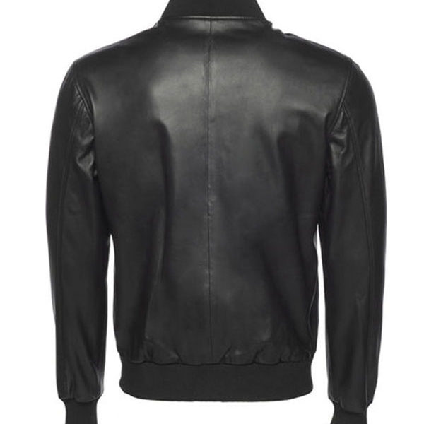 Men's Black Vintage Faux Leather Varsity Jacket