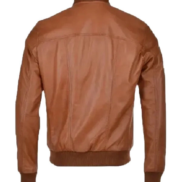 Men's Brown Real Leather Waxed Bomber Jacket
