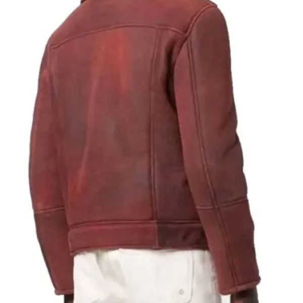 Men’s Burgundy Real Leather Shearling Jacket