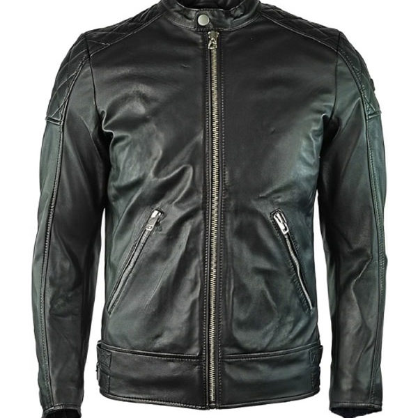 Men's Cafe Racer Black Biker Real Leather Jacket