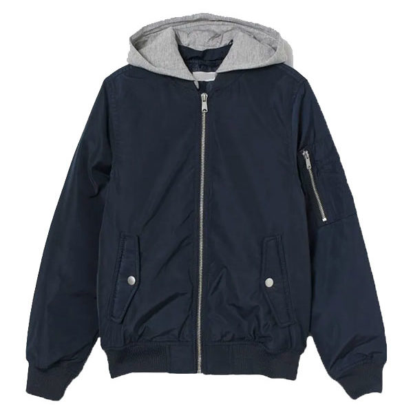 Men's Dark Blue Cotton Bomber Zipper Jacket