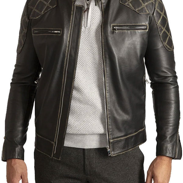 Men's David Vintage Black Biker Real Leather Jacket