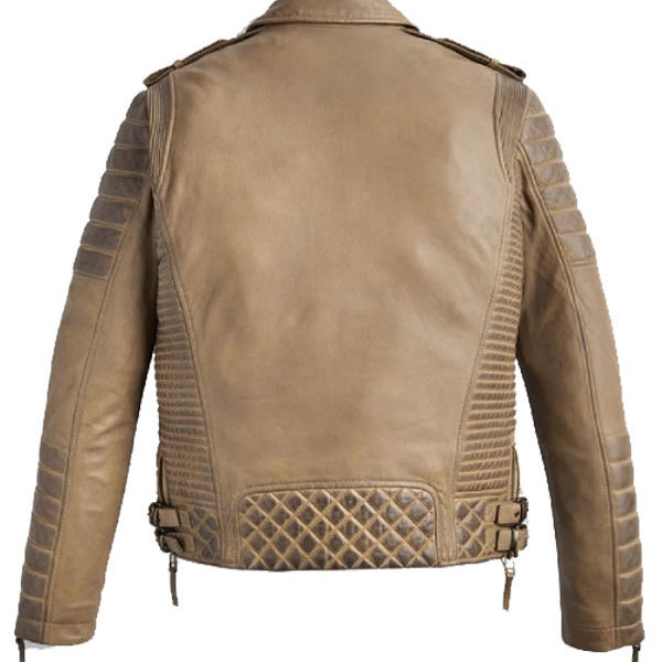 Men's Desert Waxed Brown Motorbike Leather Jacket