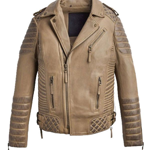 Men's Desert Waxed Brown Motorbike Leather Jacket