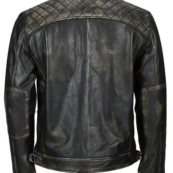 Men's Distressed Black Biker Real Lambskin Leather Jacket