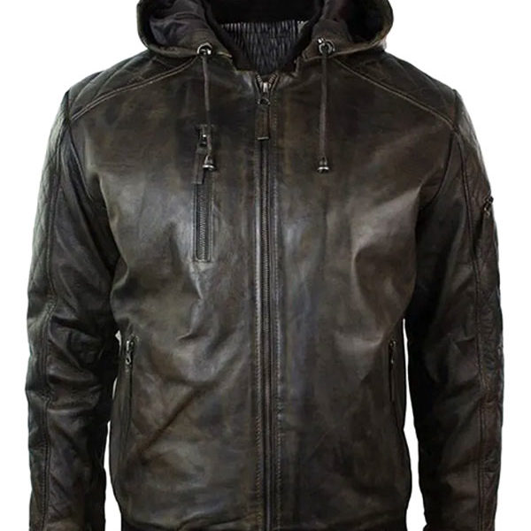 Men’s Distressed Dark Brown Leather Jacket