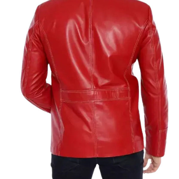 Men;s Fight Club Tyler Red Sheepskin Leather Jacket